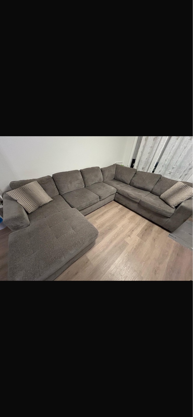 Grey U-Shaped Sectional Sofa with Storage Ottoman