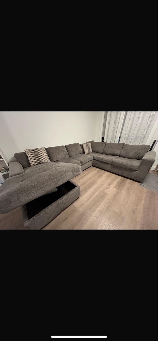 Grey U-Shaped Sectional Sofa with Storage Ottoman - photo 3