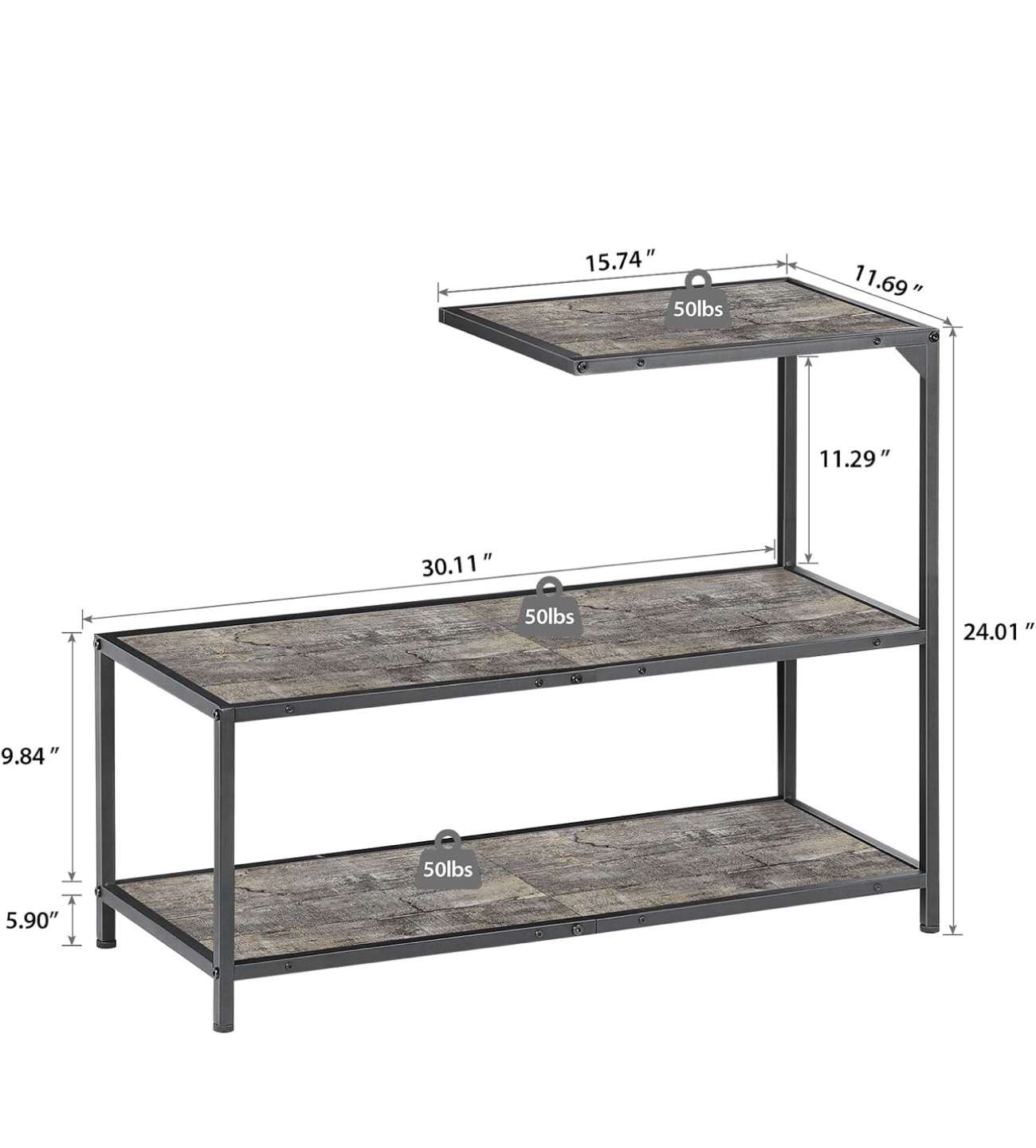3-Tier Industrial Side Table - photo 4