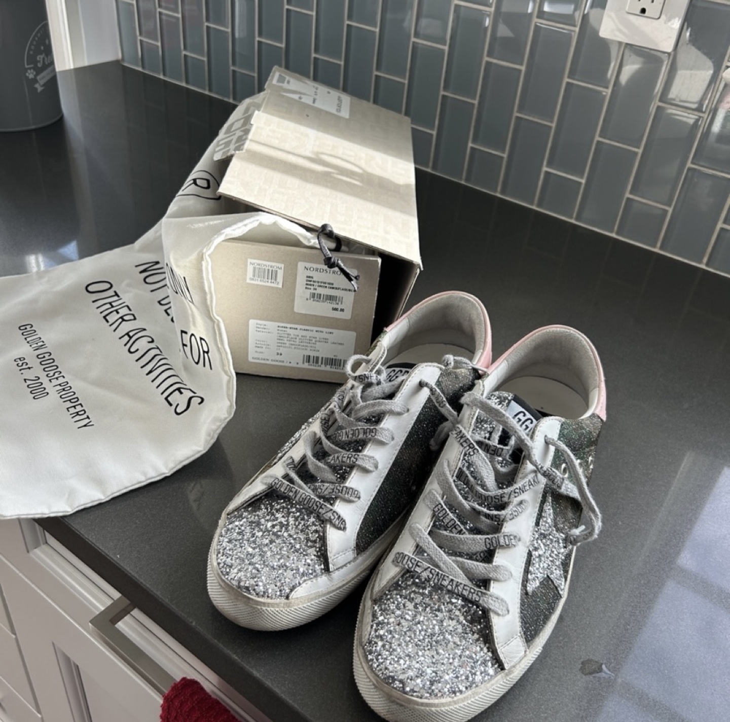Golden Goose  Glitter Camouflage Sneakers Size 39 - photo 2