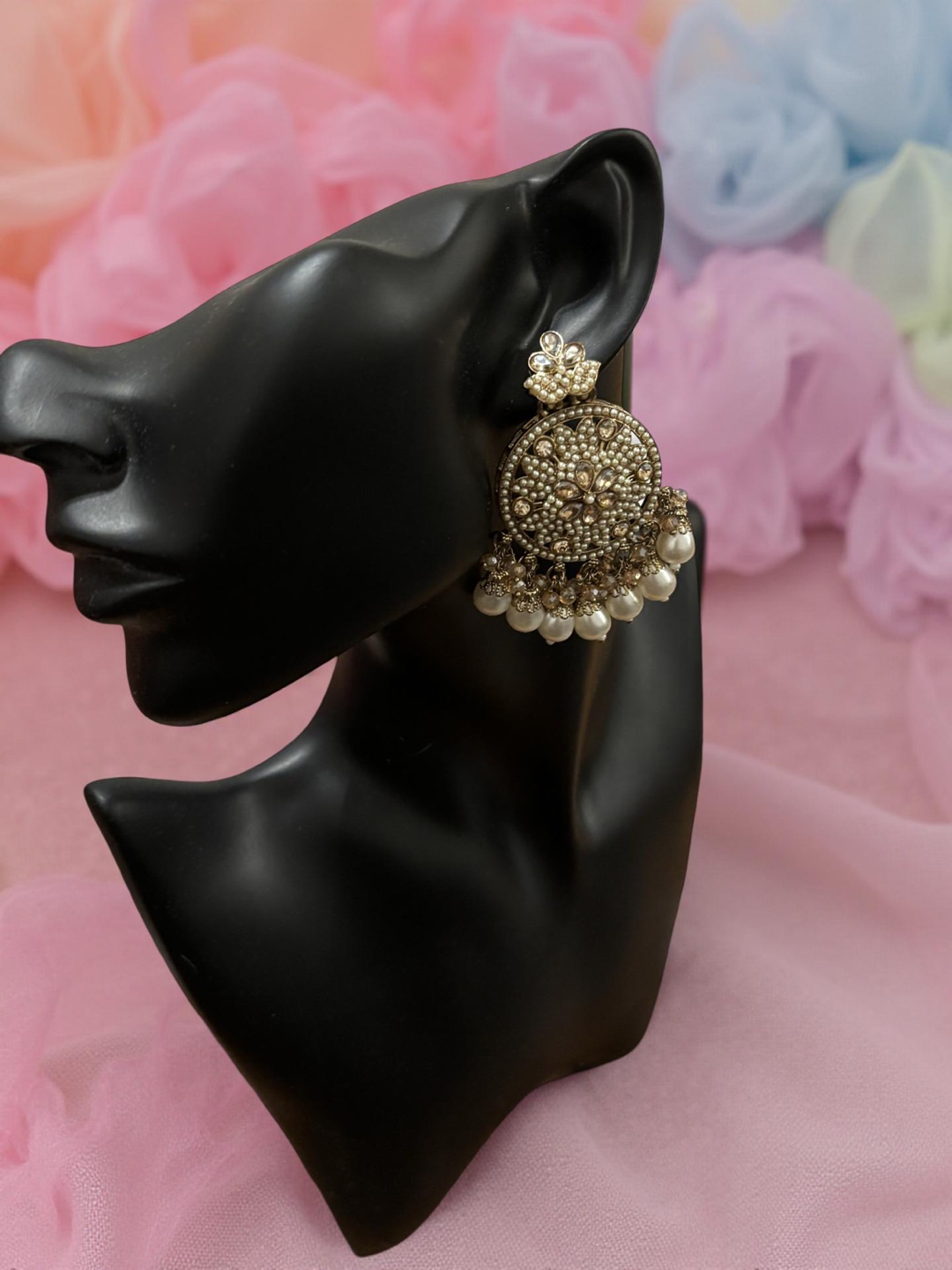 Elegant Pearl and Rhinestone Drop Earrings