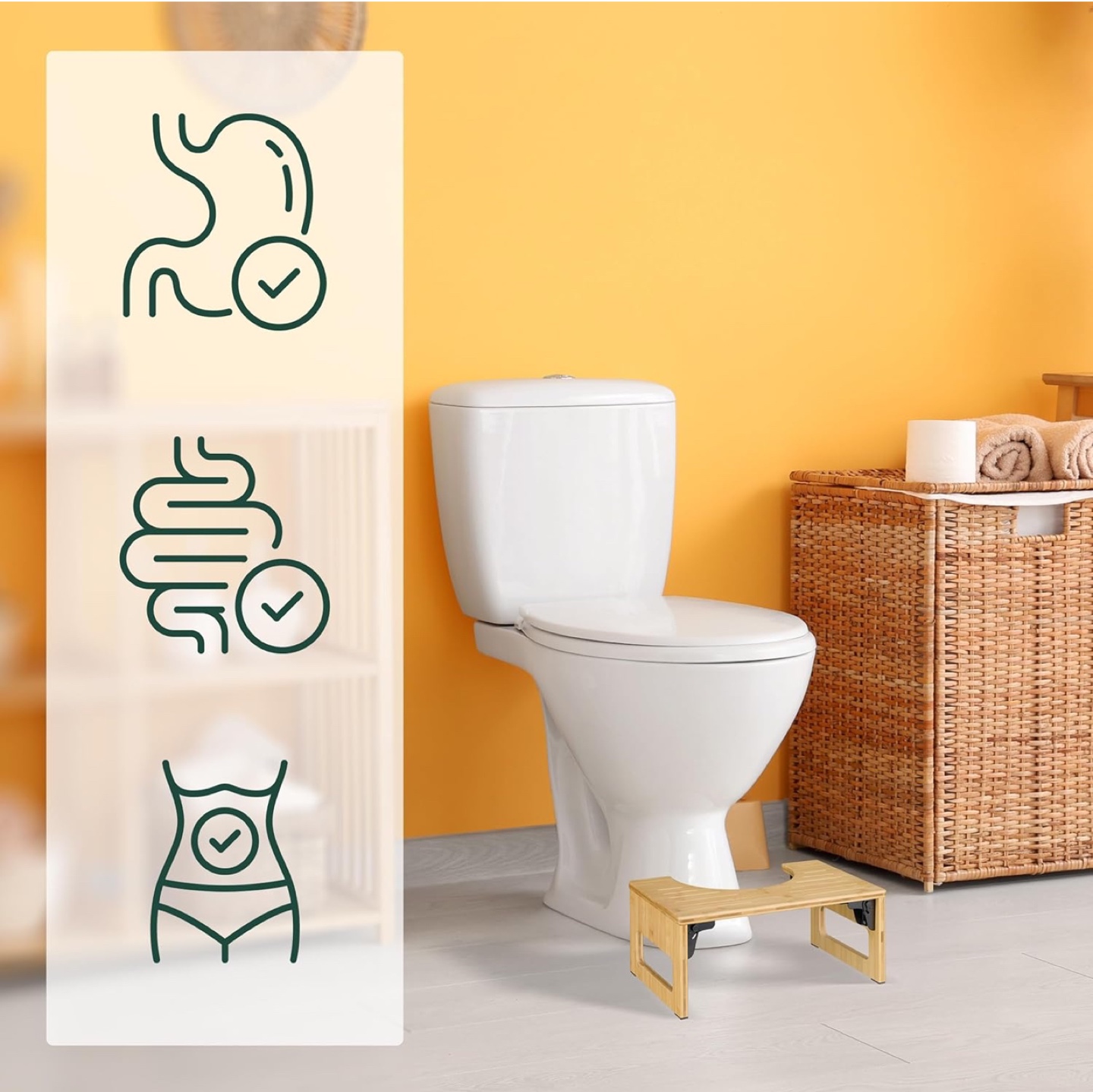 Relaxdays Bamboo Folding Toilet Stool - photo 4