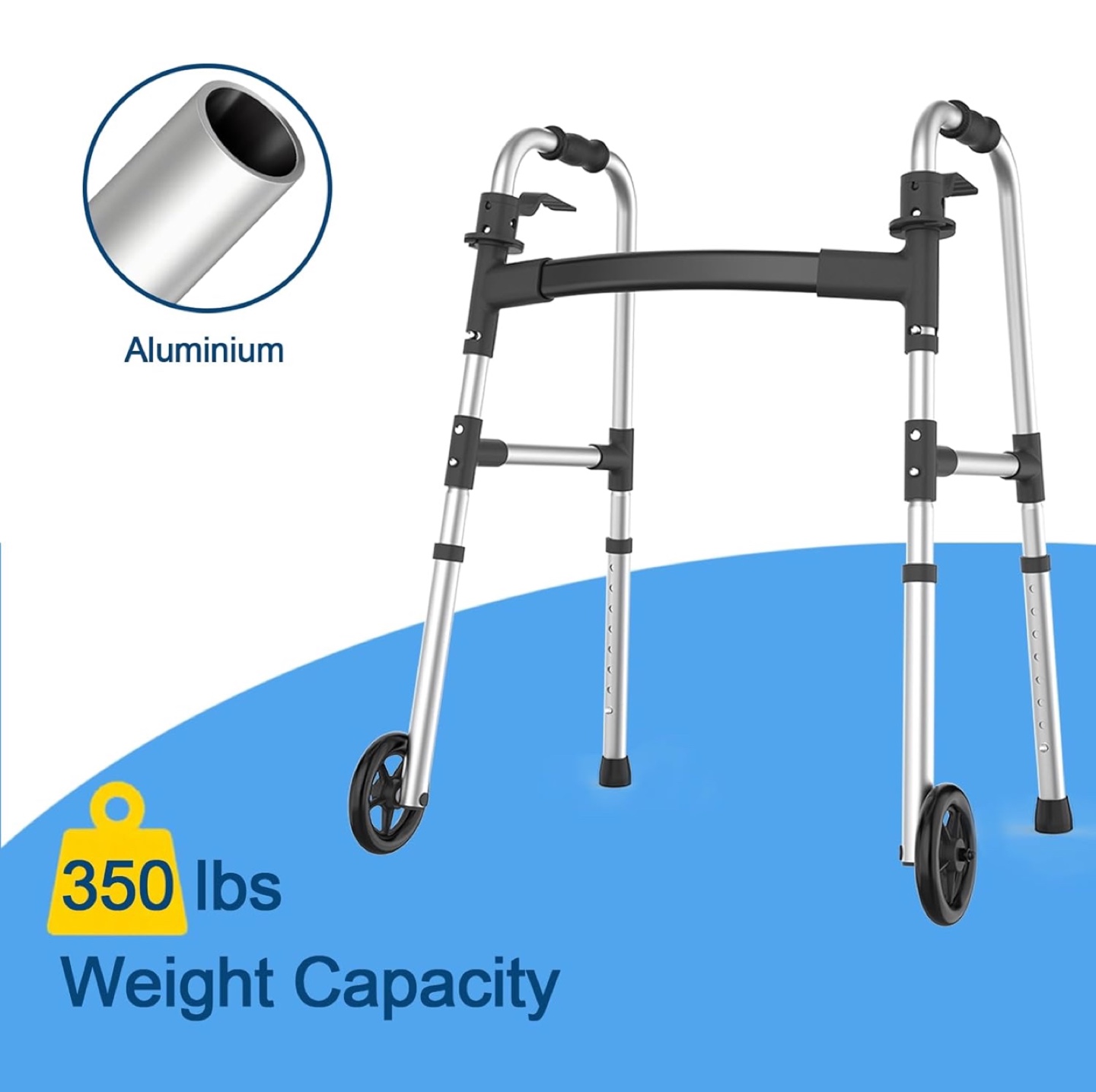 Lightweight Aluminum Rolling Walker with 8 Height Adjustments - photo 4