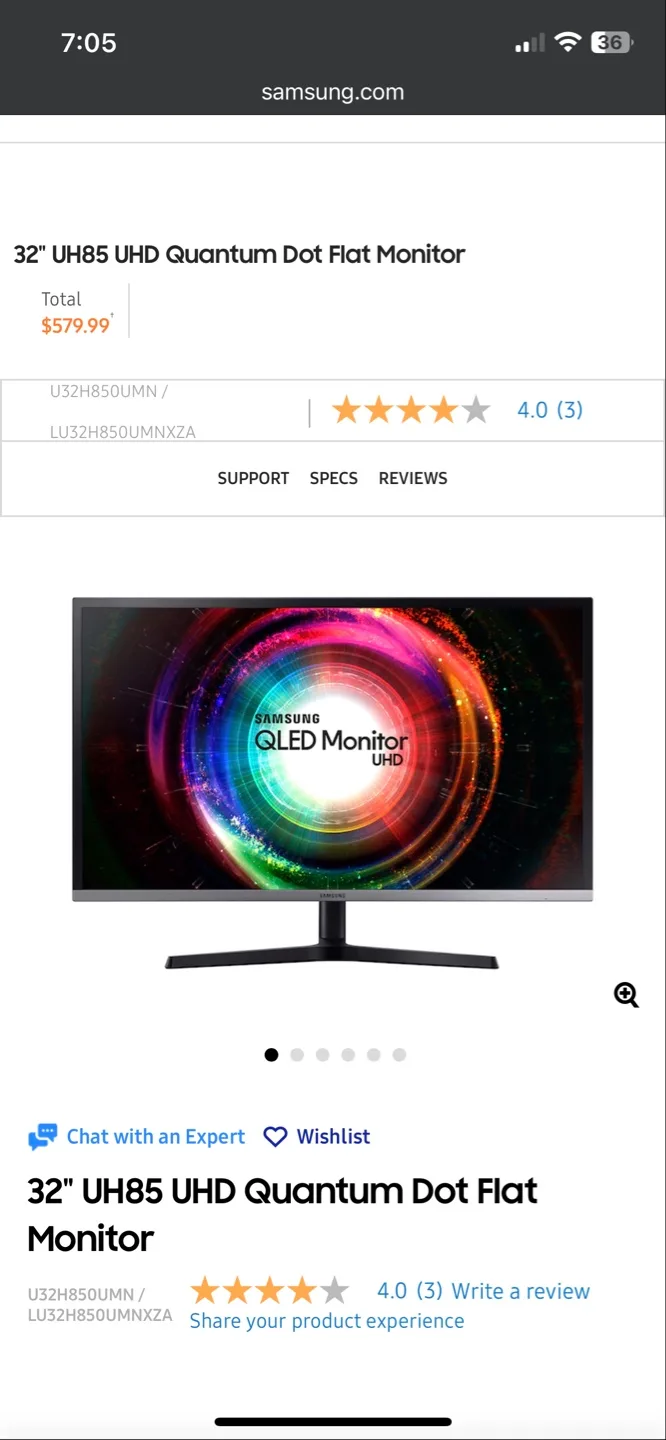 Samsung 32" UHD Quantum Dot Monitor - $580 Brand New image indicator(3)