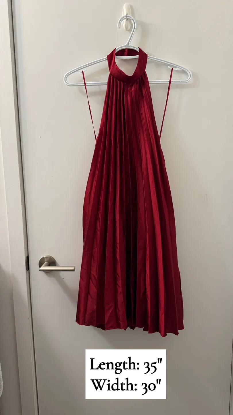Abercrombie & Fitch Red Pleated Halter Dress thumbnail