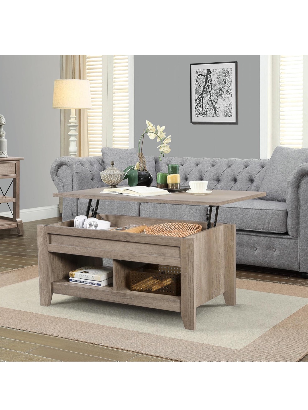 Lift-Top Coffee Table with Storage - photo 2