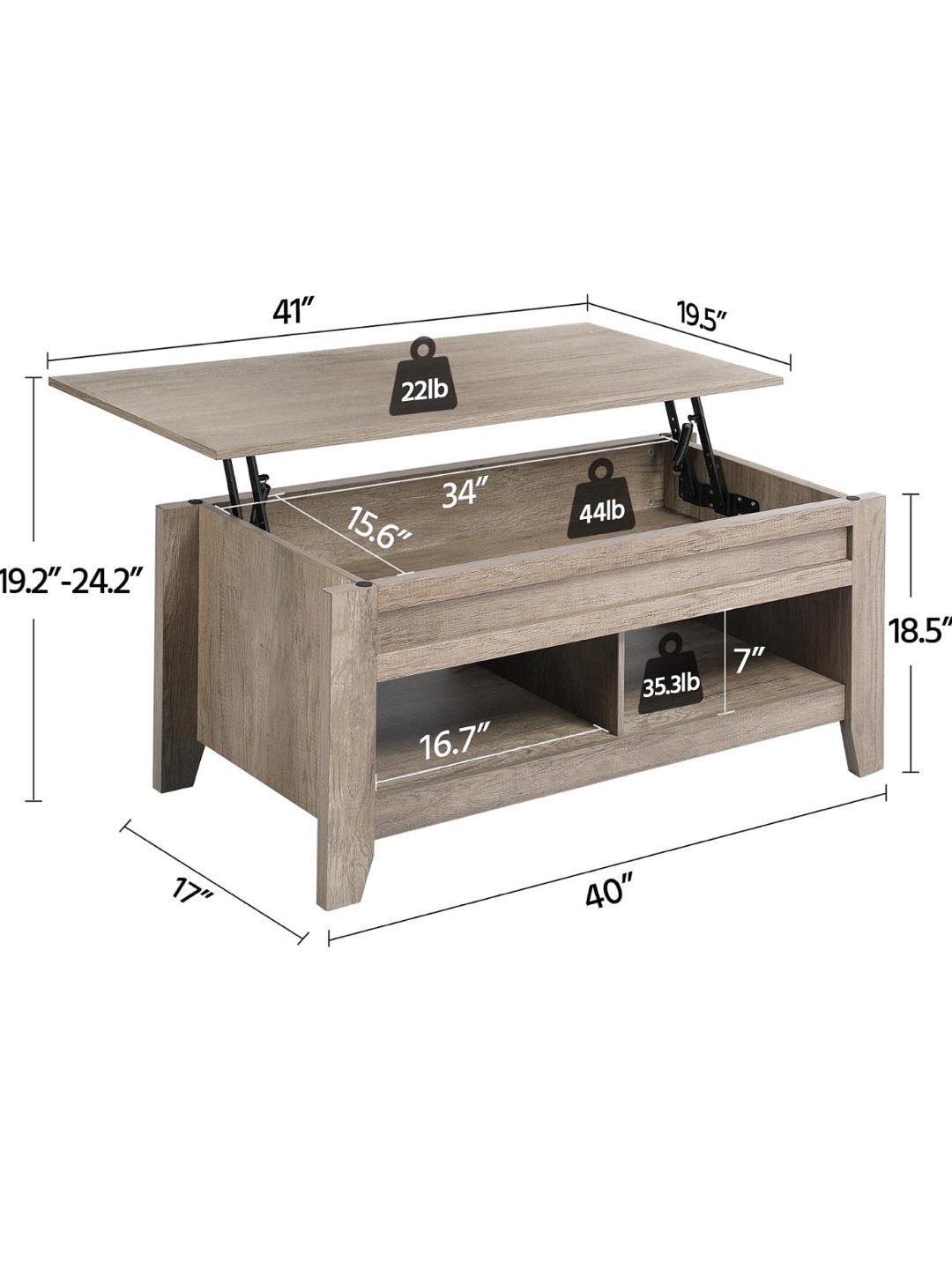Lift-Top Coffee Table with Storage - photo 3