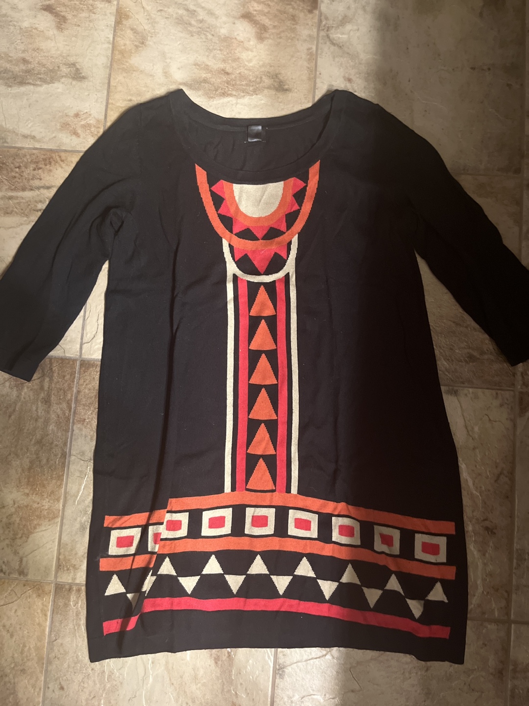 H&M Black and Orange Knit Sweater Dress Size L