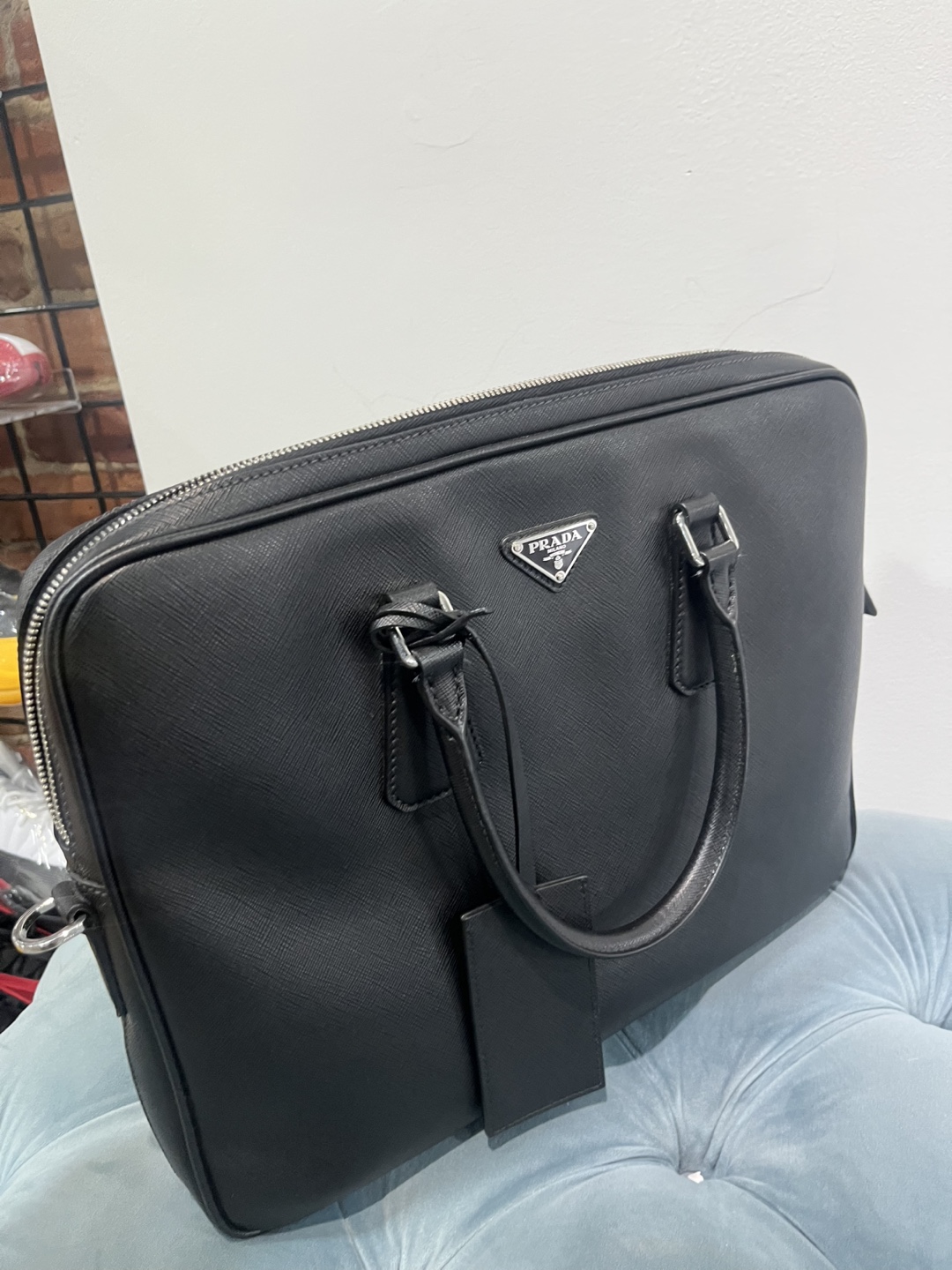 Authentic Prada Black Leather Briefcase - photo 2