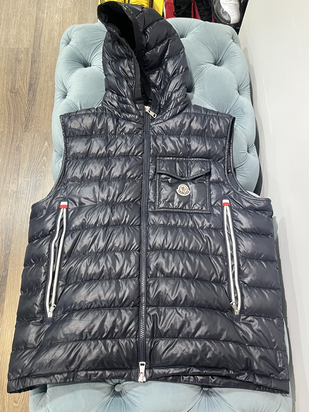 Men's Moncler Black Puffer Vest with Hood