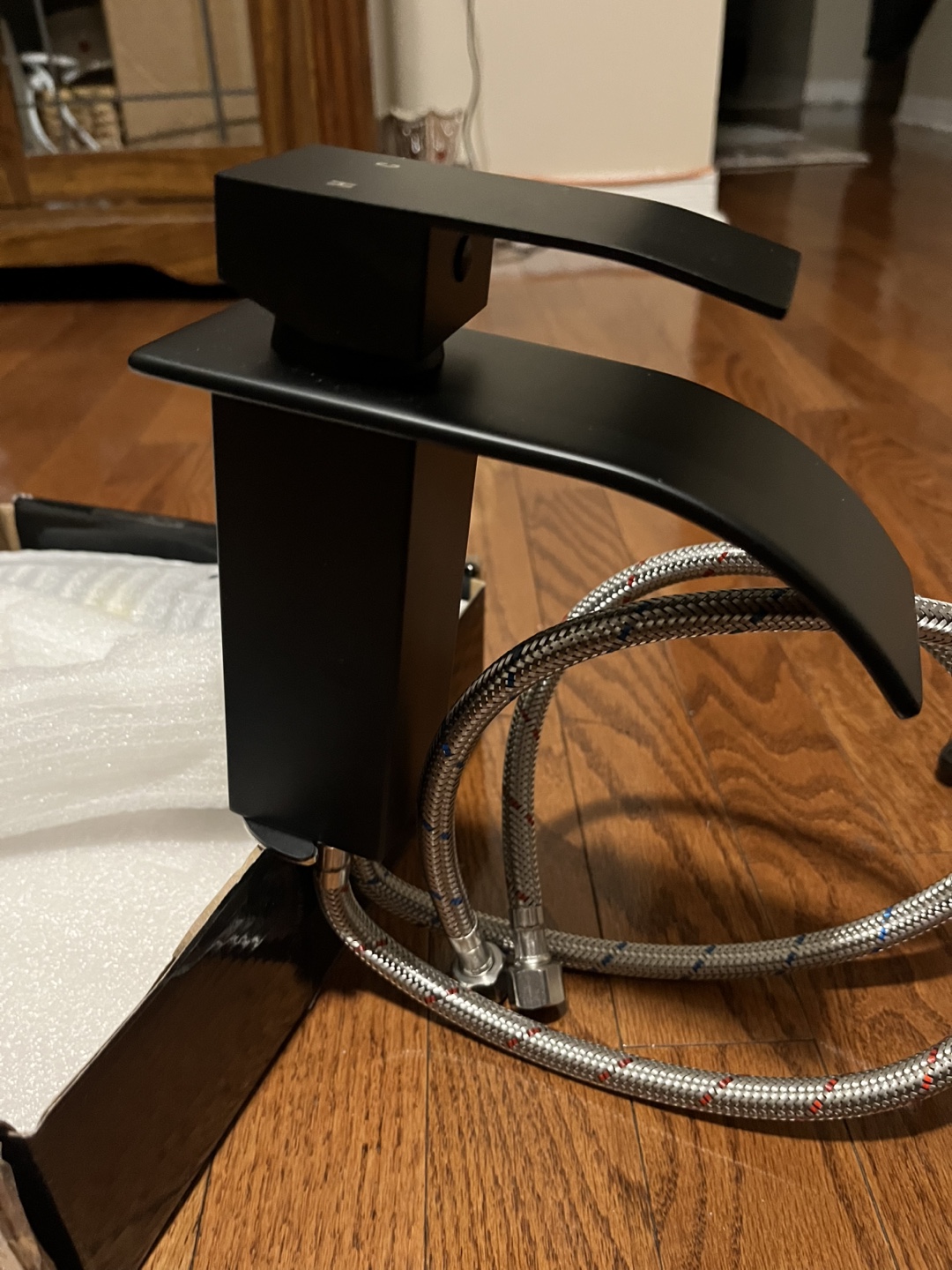 Black Waterfall Bathroom Faucet with Pop-Up Drain - photo 4