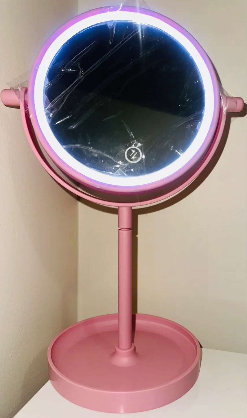Pink LED Lighted Vanity Makeup Mirror image indicator(2)