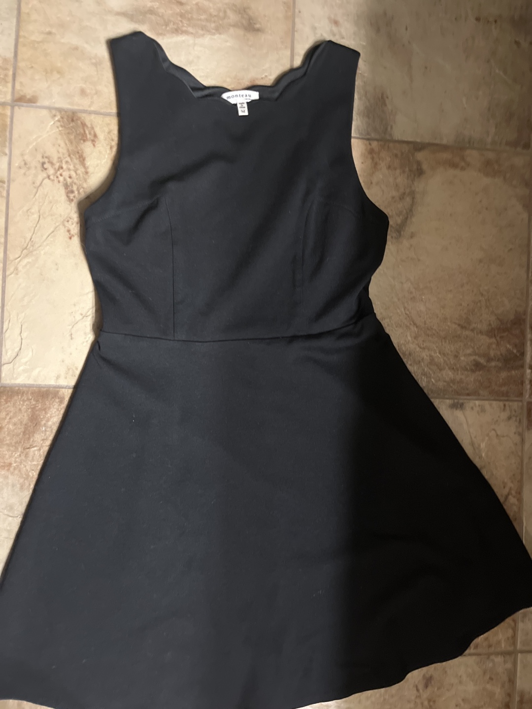 Black sleeveless skater dress, size M