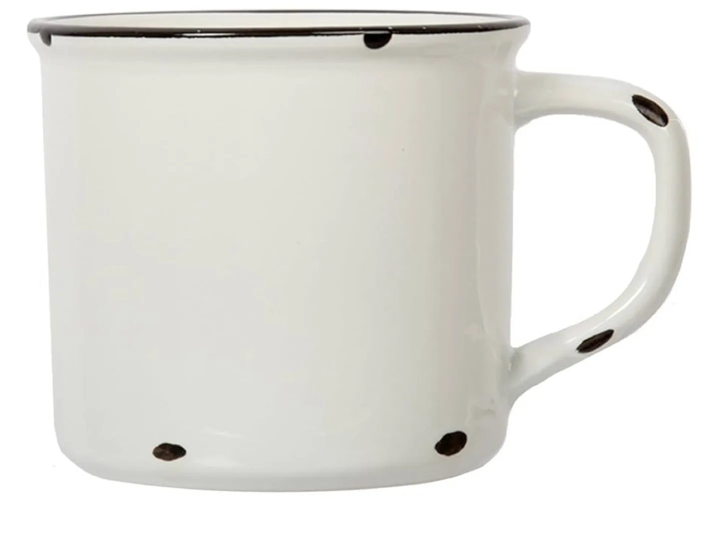 Set of 4 Enamel-Style Mugs, White with Black Rim image indicator(2)