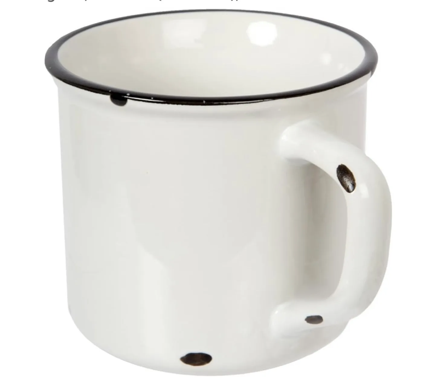 Set of 4 Enamel-Style Mugs, White with Black Rim image indicator(3)