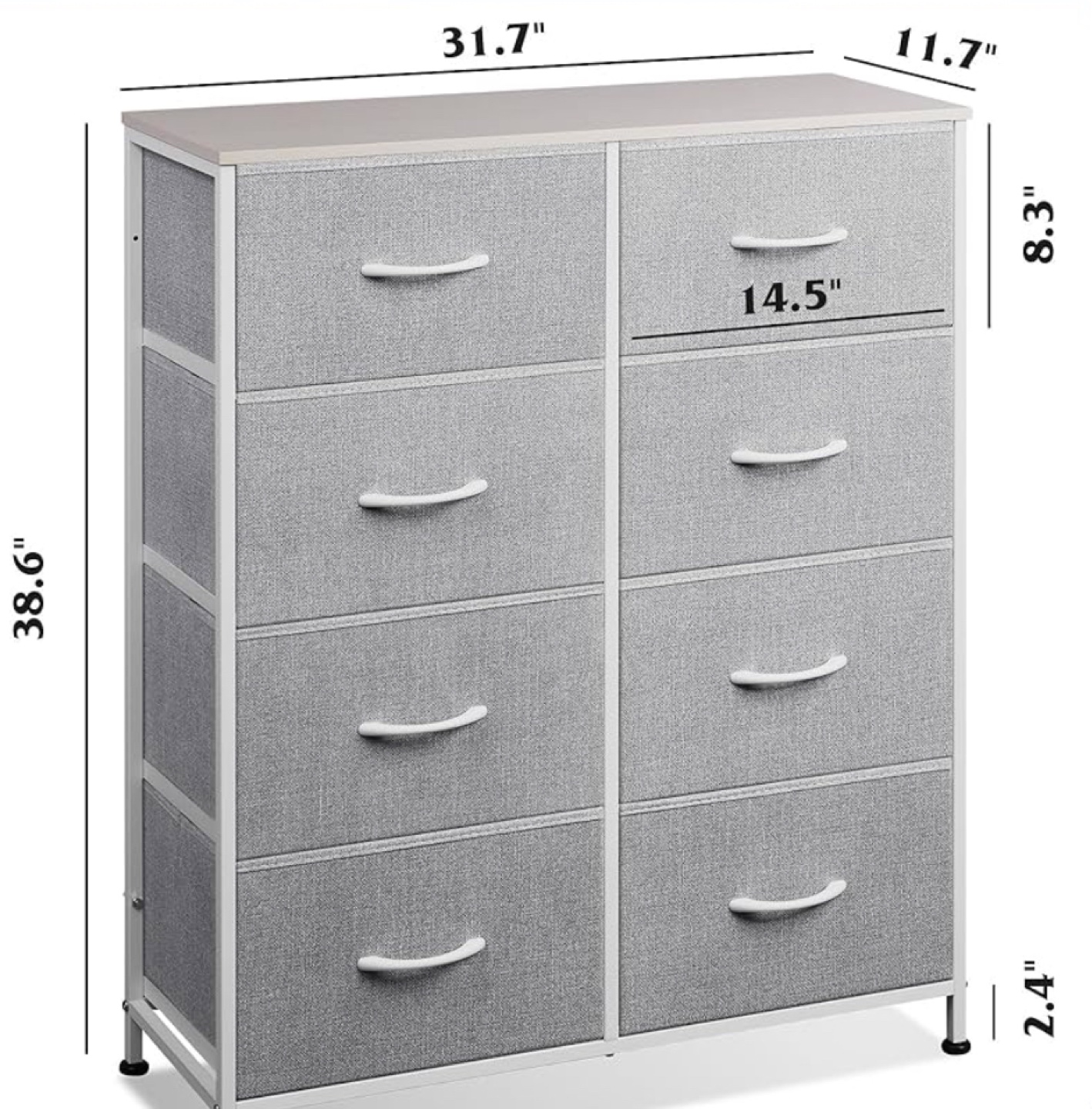 8-Drawer Fabric Dresser Light Grey - photo 3