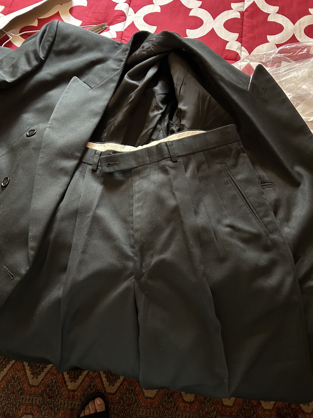 🥕💚Men's Uomo Elegant Black Double-Breasted Suit Size 35/89 - photo 4