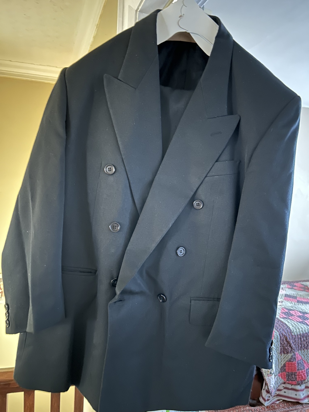 🥕💚Men's Uomo Elegant Black Double-Breasted Suit Size 35/89