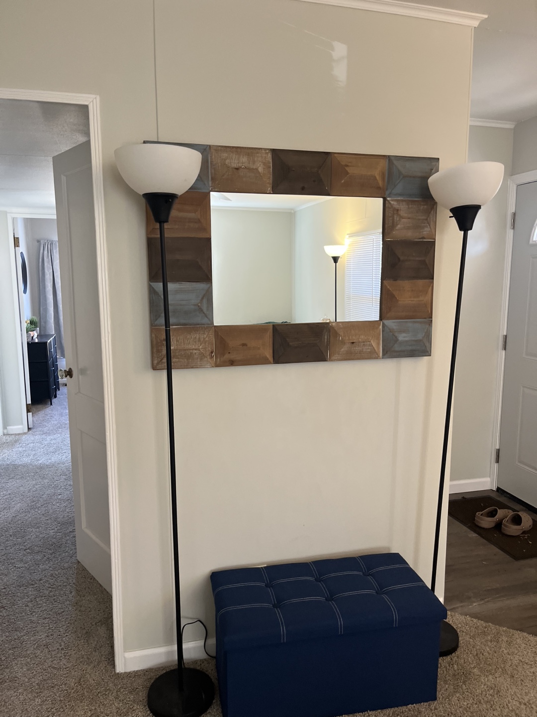 Large Rusic Wall Mirror with Wood Frame