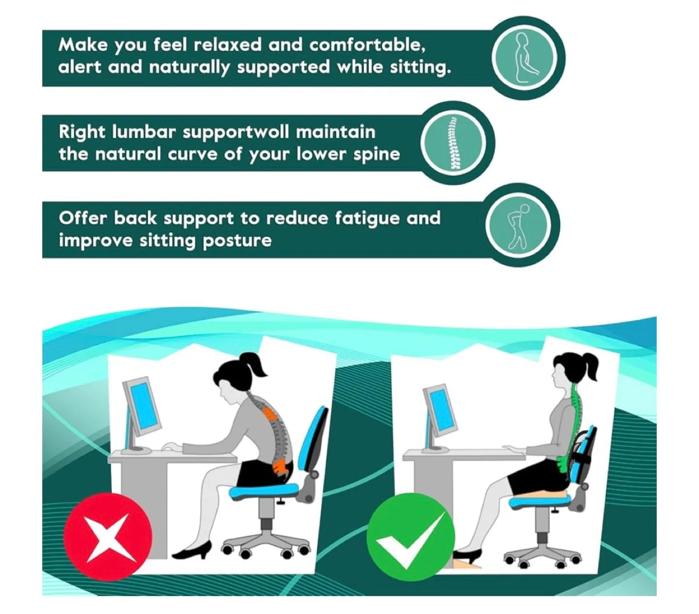 Ergonomic Lumbar Support Backrest for Chairs image indicator(5)