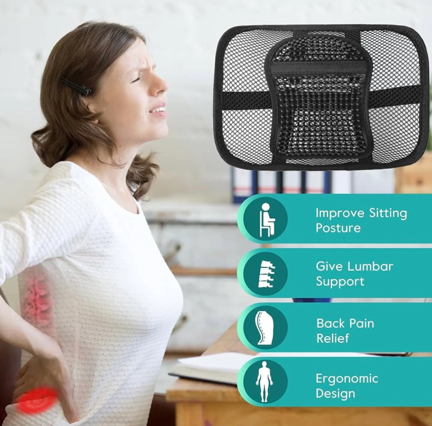 Ergonomic Lumbar Support Backrest for Chairs image indicator(3)