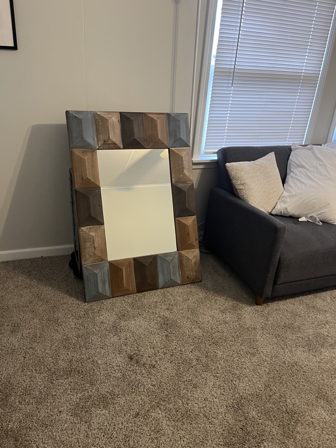 Large Rusic Wall Mirror with Wood Frame - photo 2