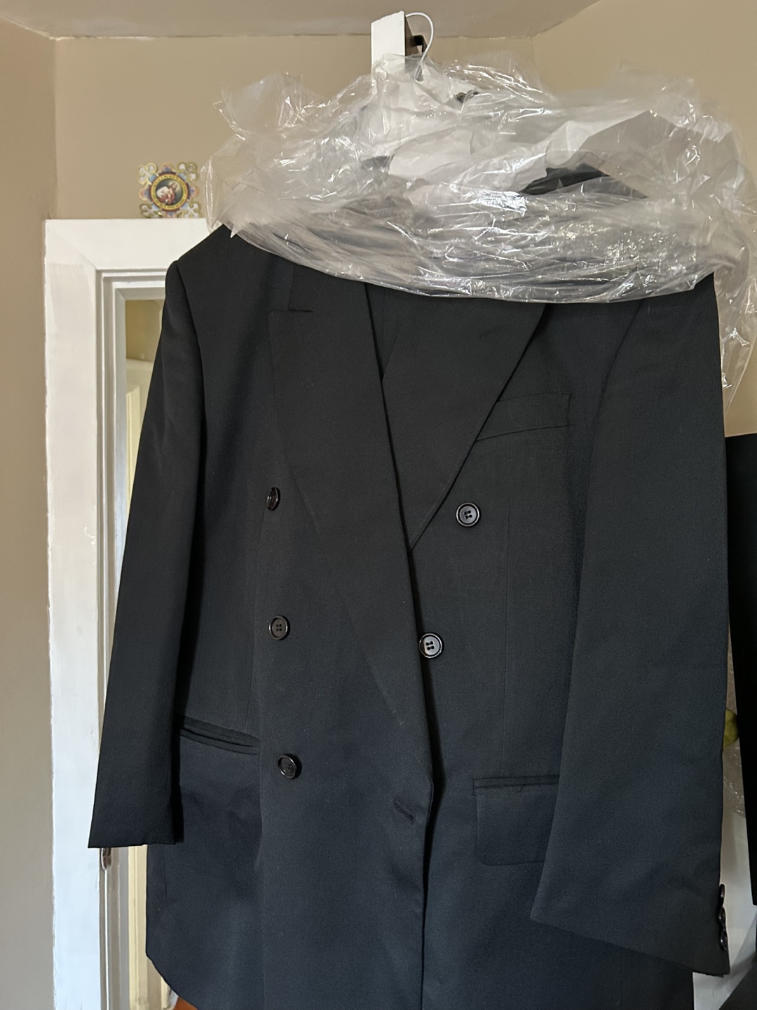 🥕💚Men's Uomo Elegant Black Double-Breasted Suit Size 35/89 - photo 5