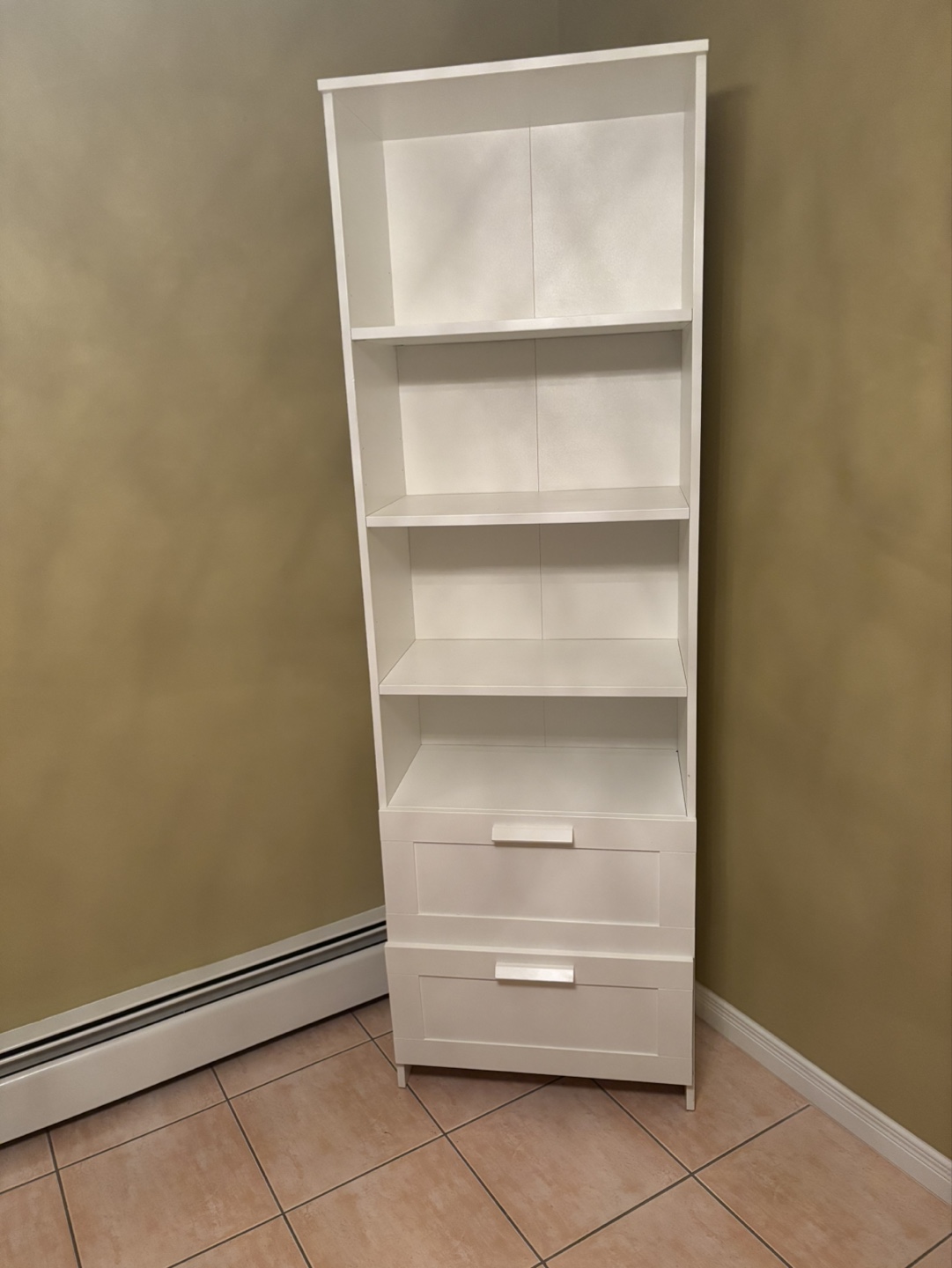 White Bookcase with Drawers