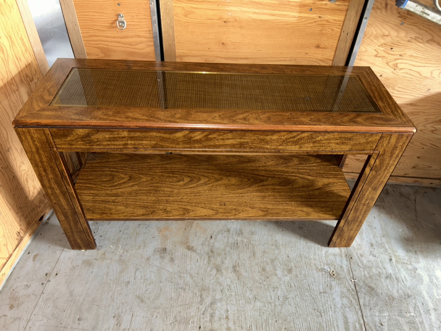 Mid-Century Modern Console Table with Glass Top