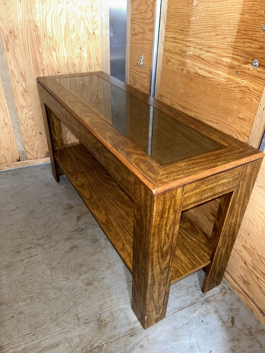 Mid-Century Modern Console Table with Glass Top - photo 3