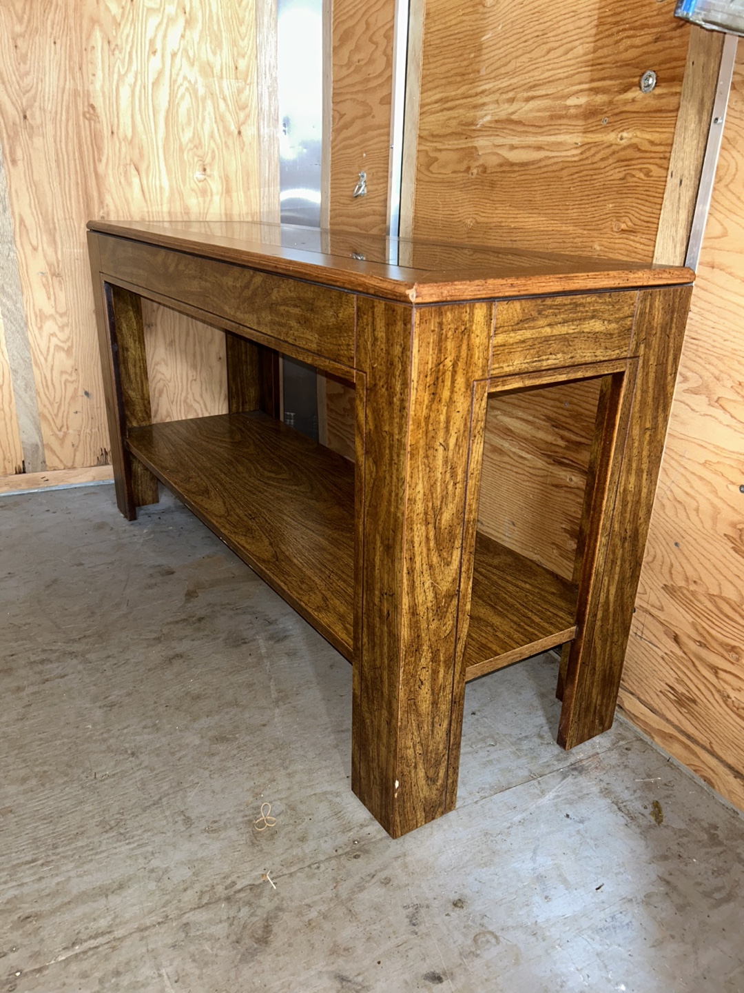 Mid-Century Modern Console Table with Glass Top - photo 2