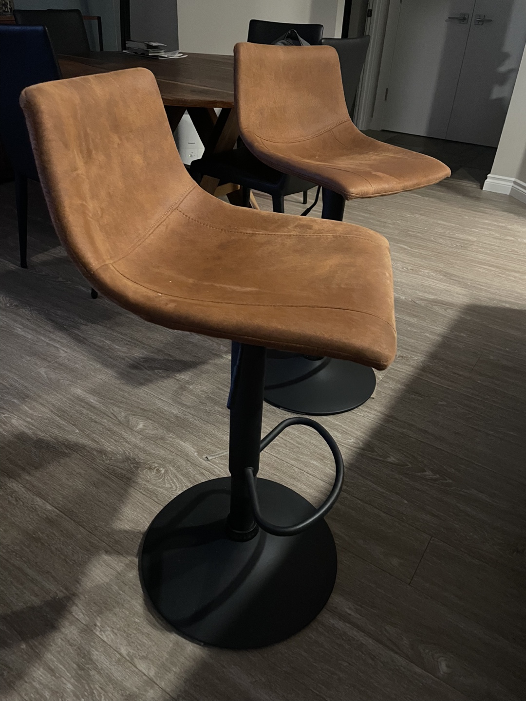 Pair of Brown suede Bar Stools