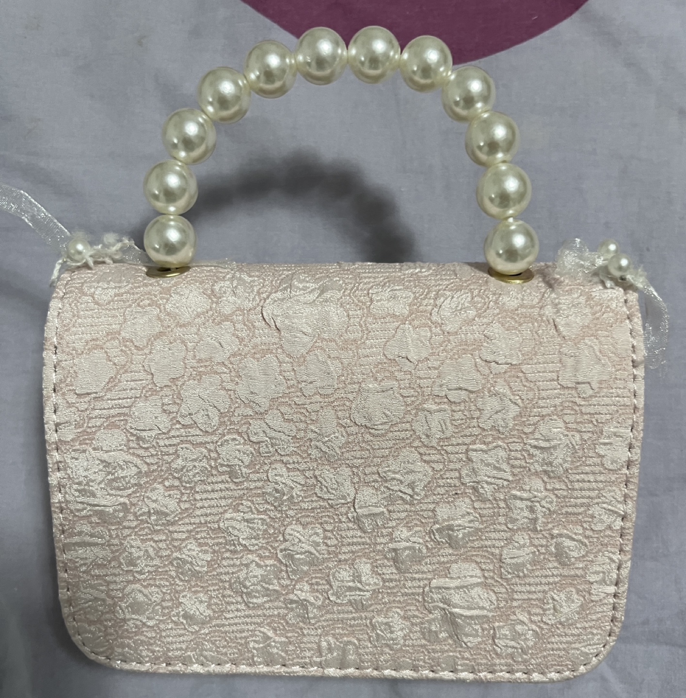 Adorable Pink Pearl Handbag with Bear Charm - photo 2