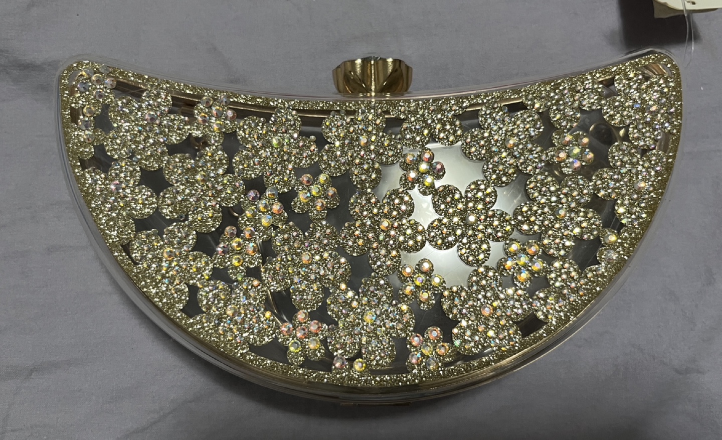 Gold Glitter and Clear Evening Clutch