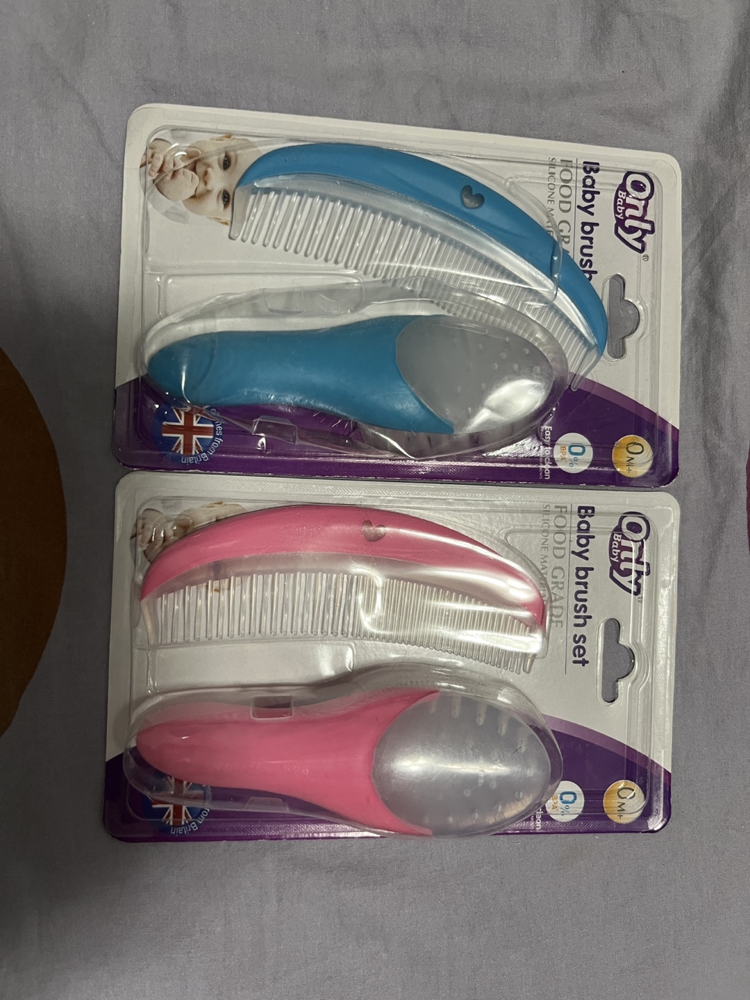 Baby 2-Piece Baby Brush and Comb Set (Pink and Blue)