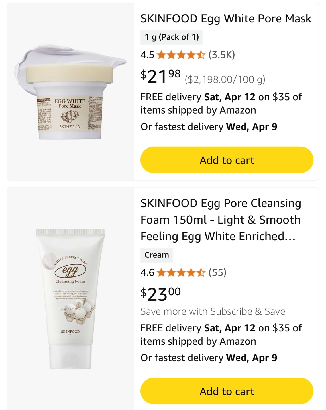 SKINFOOD Egg White Pore Mask & Cleansing Foam Set - photo 2