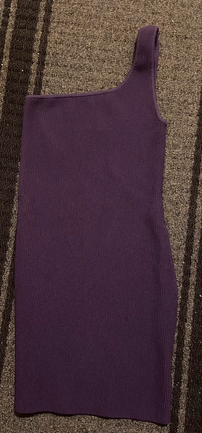 Aritzia Babaton Purple Sculpt Knit One-Shoulder Dress SzS image indicator(4)