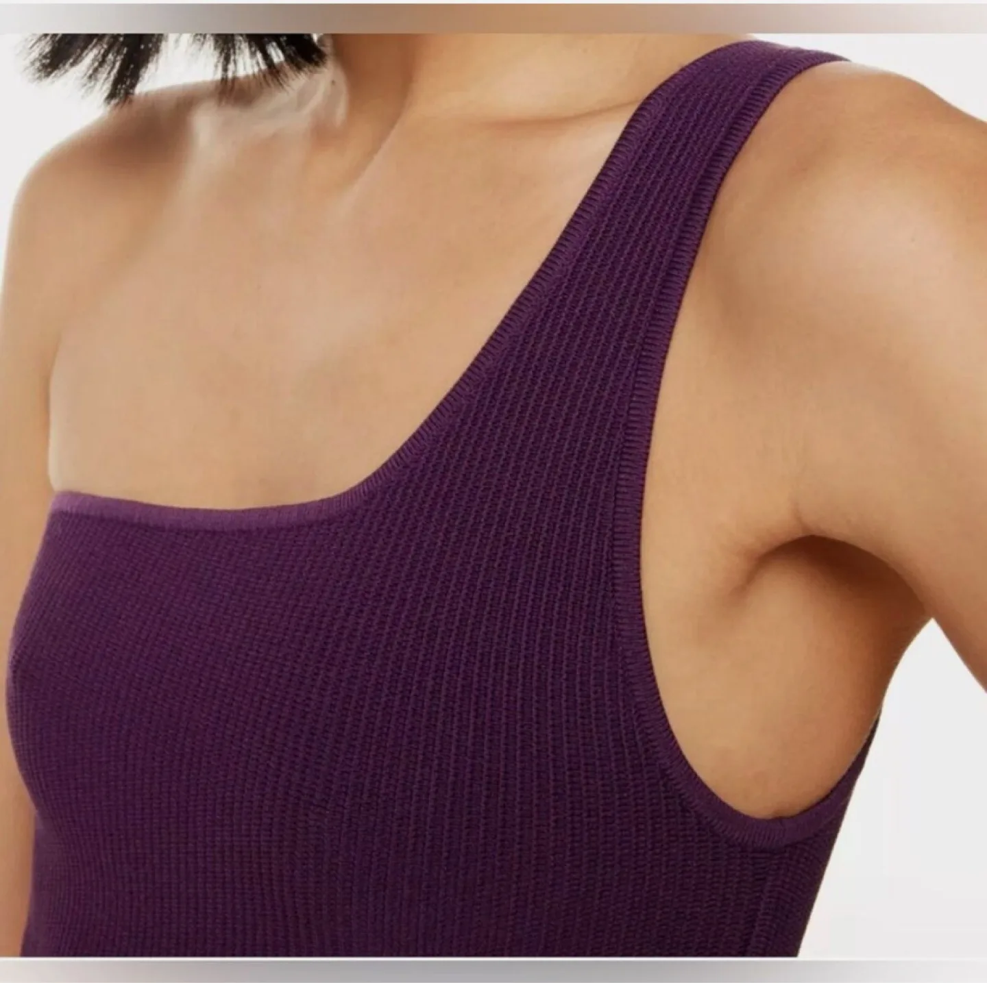 Aritzia Babaton Purple Sculpt Knit One-Shoulder Dress SzS image indicator(7)