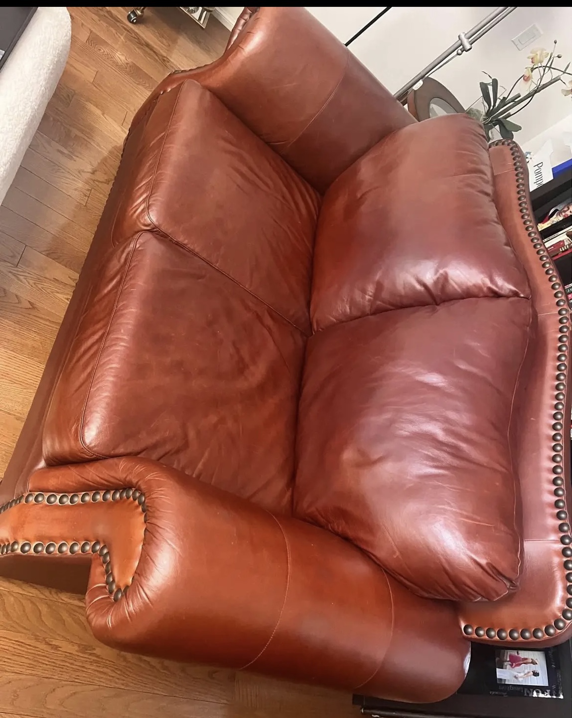 Brown Leather Loveseat