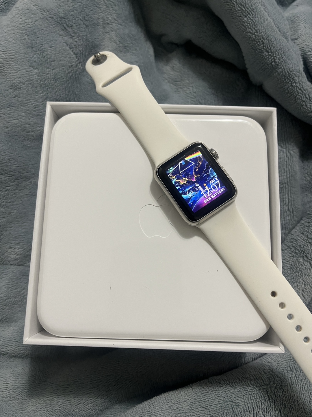 Series 1, 38mm,Stainless  Steel with White Sport Band