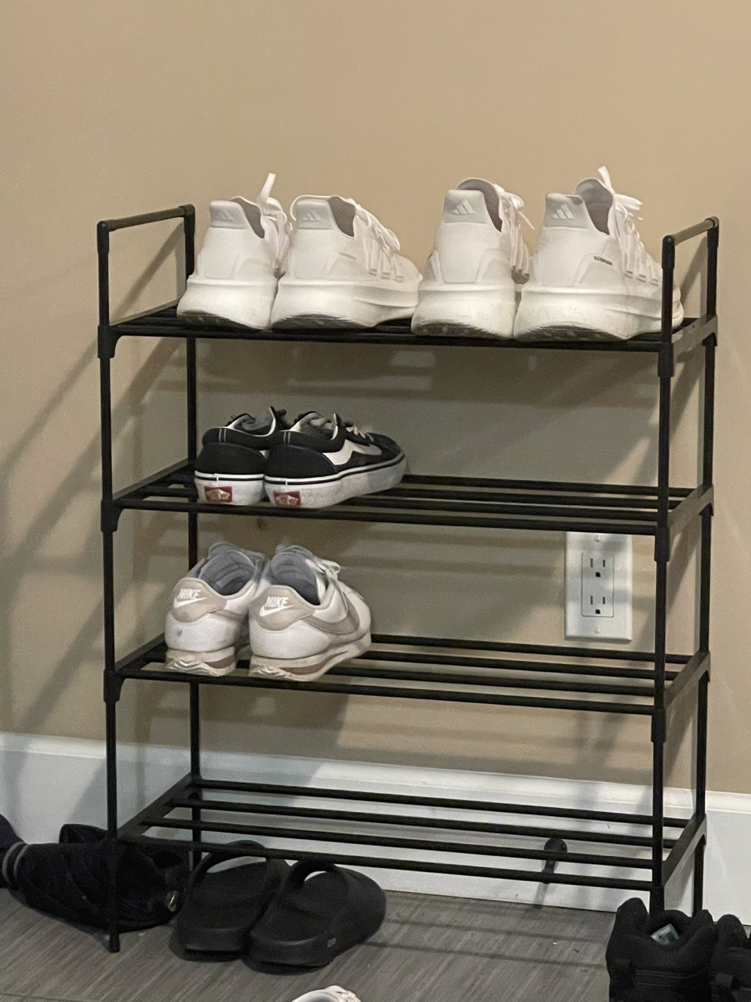 Four-Tier Black Metal Shoe Rack