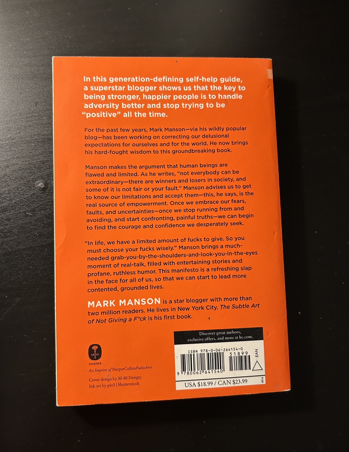 The Subtle Art of Not Giving a by Mark Manson - Hardcover Book - photo 2