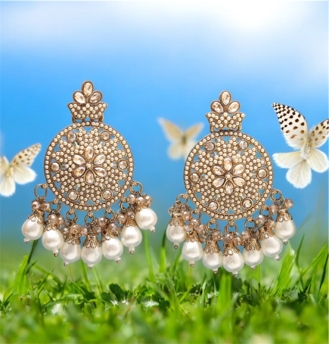 Elegant Pearl and Rhinestone Drop Earrings - photo 2