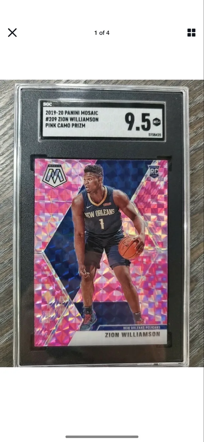 Zion Williamson Rookie 2019-20 Panini Mosaic Pink Camo Prizm image indicator(4)