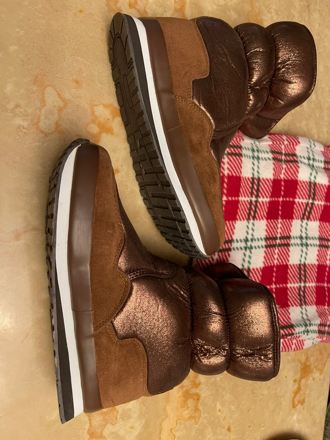 Brown Suede and Metallic  Boots 💚 image indicator(7)