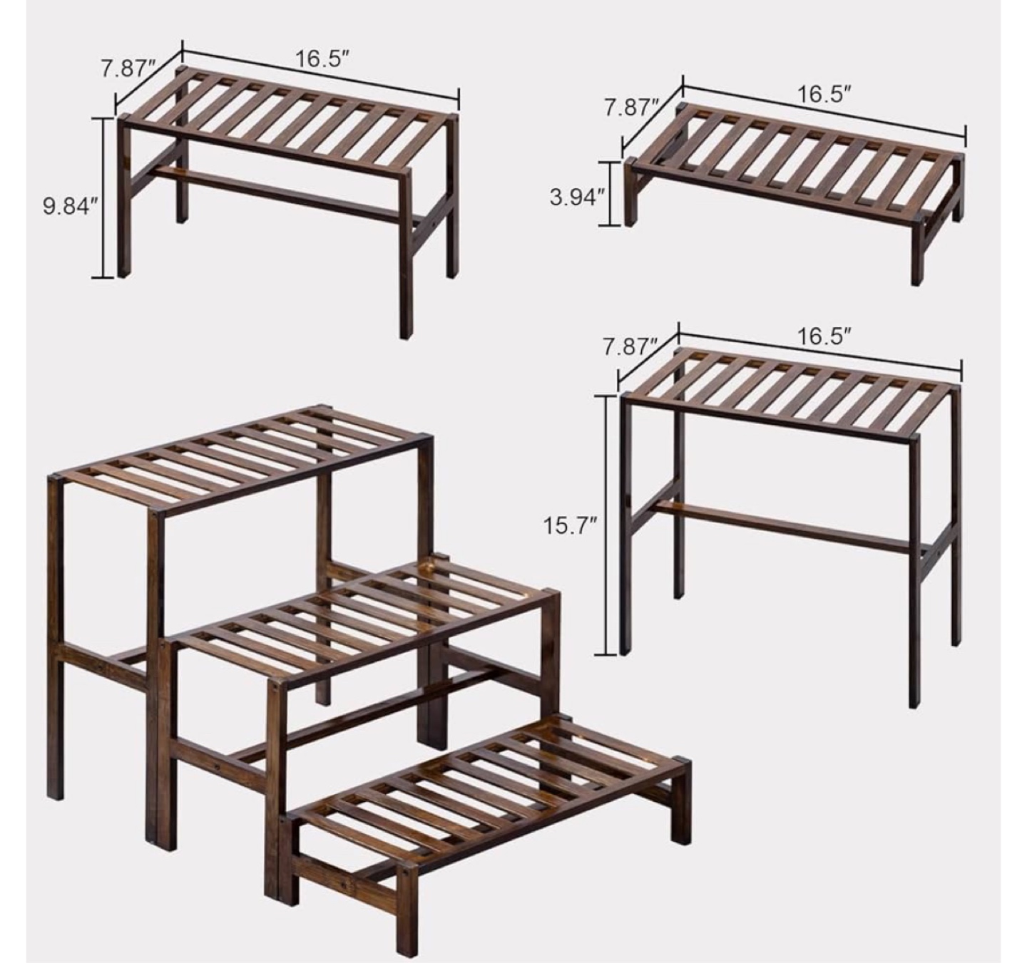 3-Tier Bamboo Plant Stand, Organizer Shelf, Shoe Rack