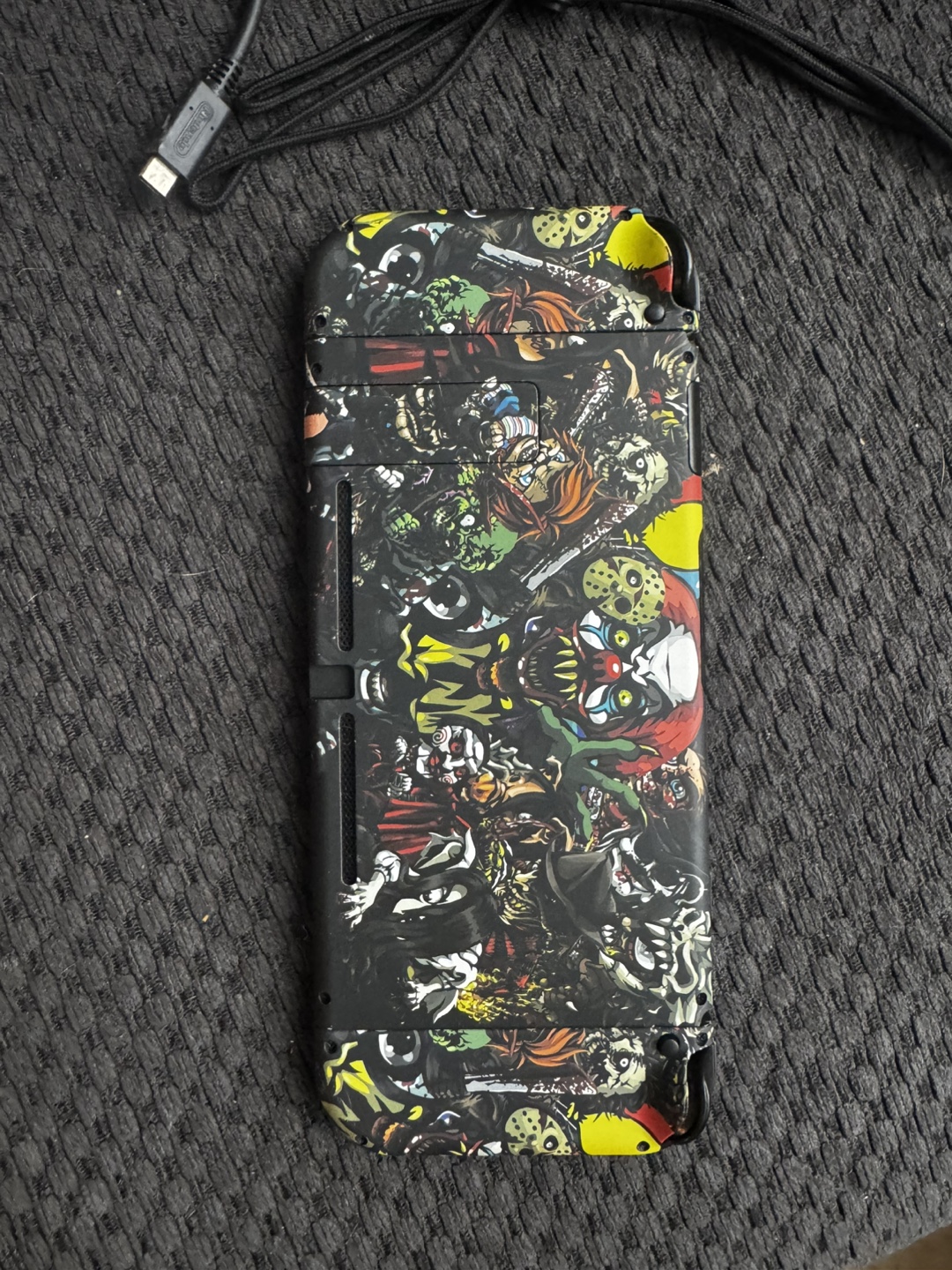 Nintendo Switch with Horror-Themed Case