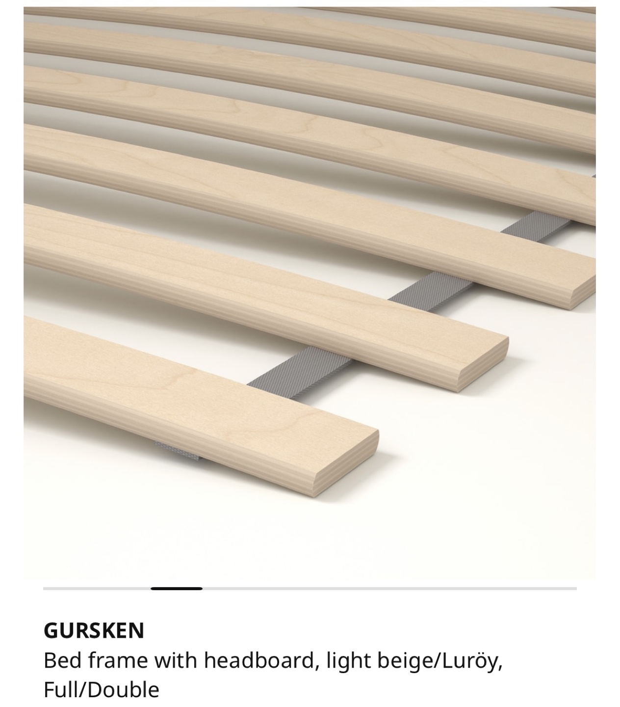 IKEA GURSKEN Full/Double Bed Frame with Headboard - Light Beige - photo 3