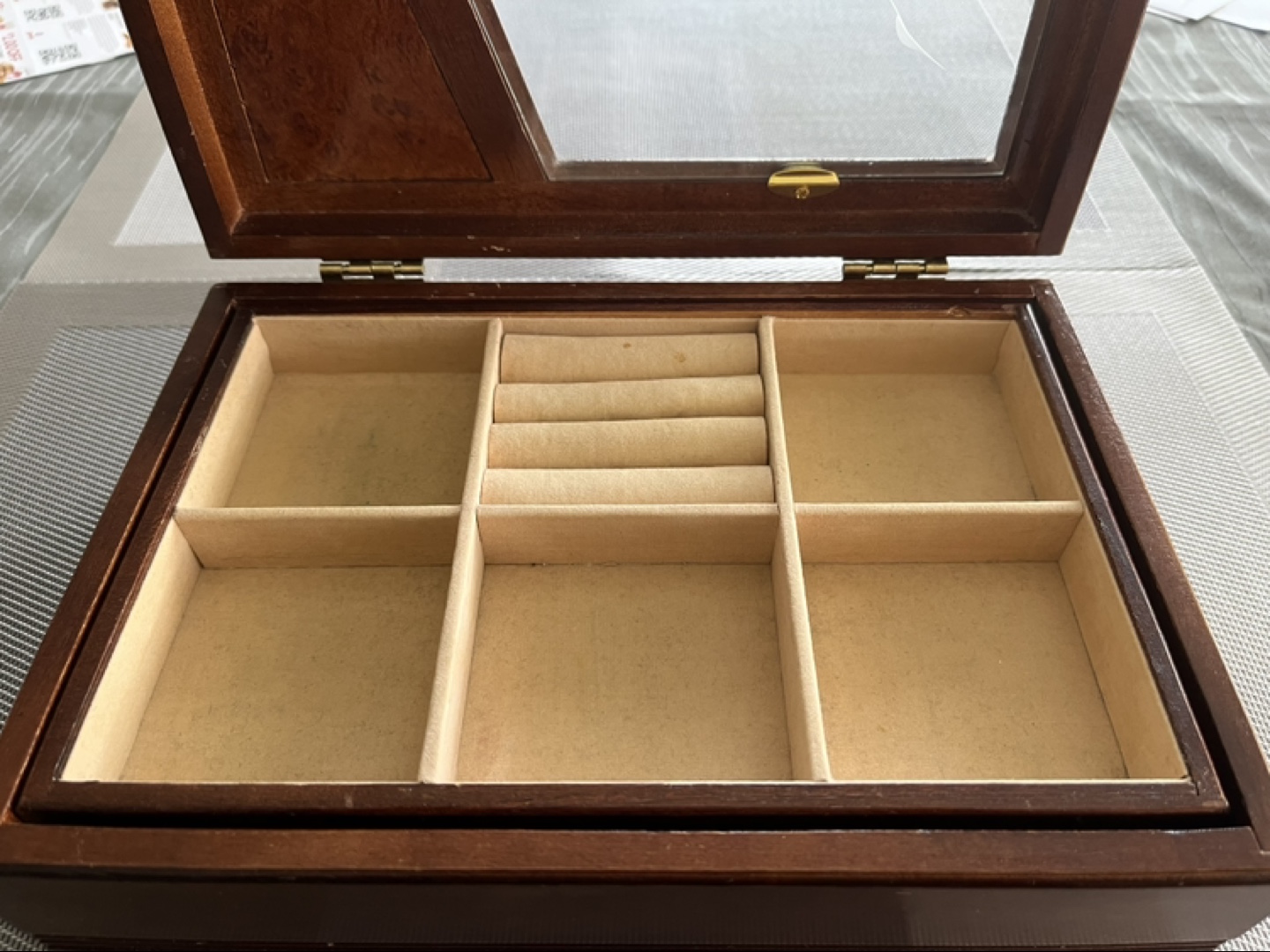 Reduced-Vintage Wooden Jewellery Box with Glass Top - photo 2