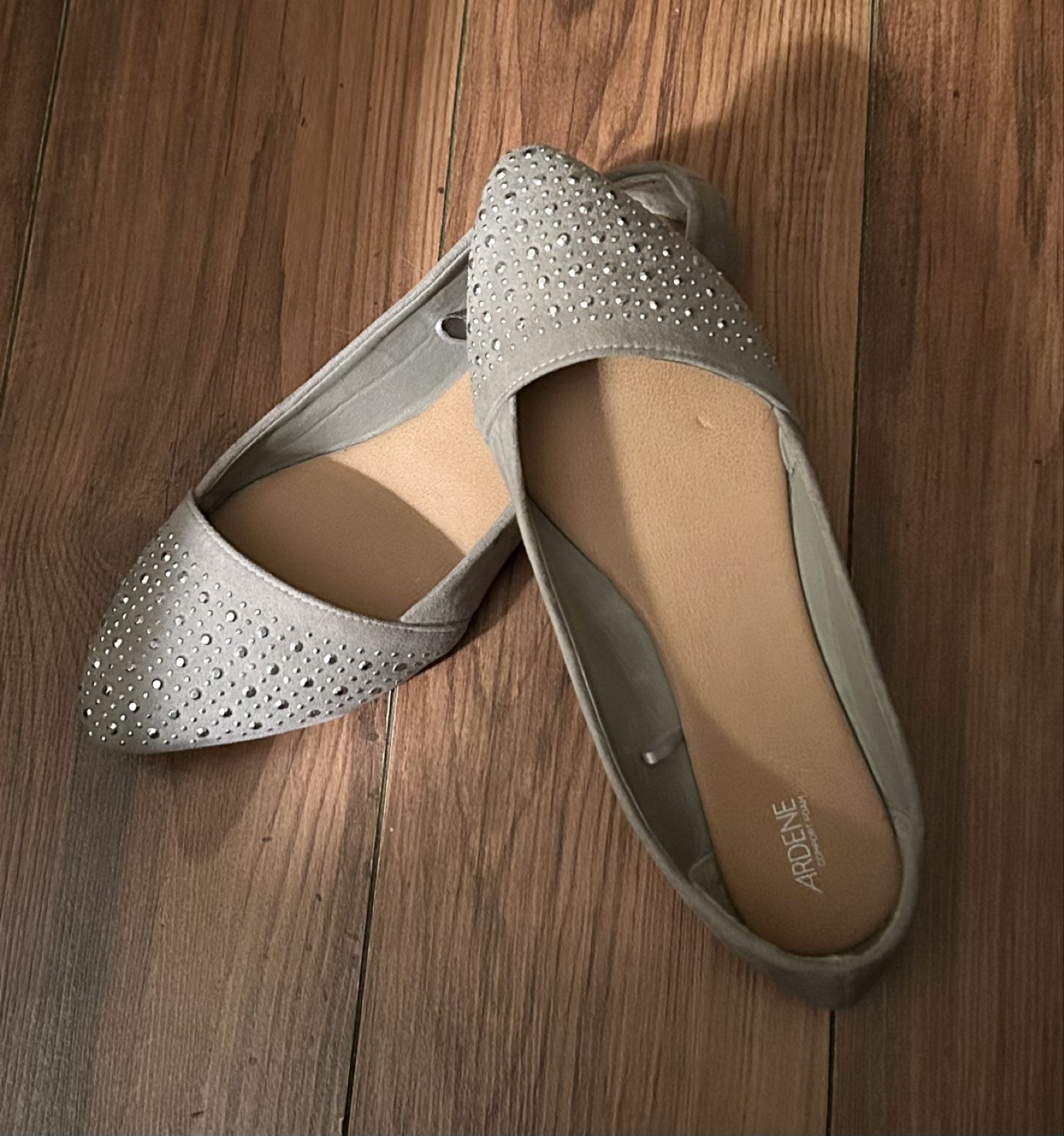 ARDENE Grey Rhinestone Flats
